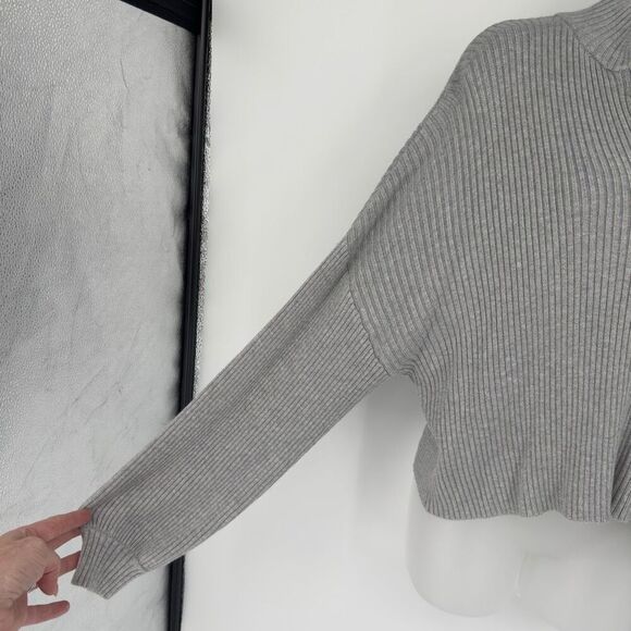 ASOS Design Gray Ribbed Half Zip Sweater Women’s 10 Tall Knit Pullover Preppy - Picture 3 of 9